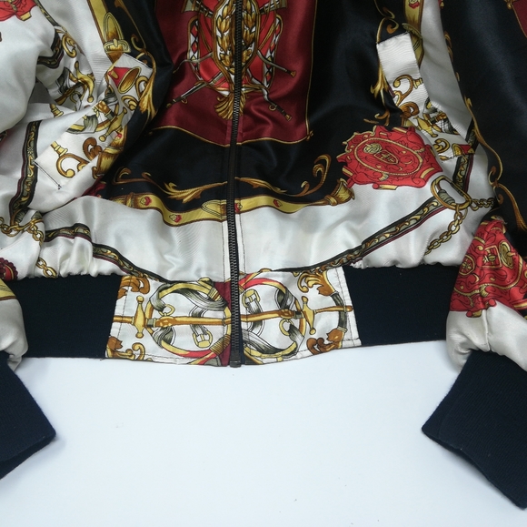 Vintage 80s 90s Silk Bomber Jacket Baroque Hip Hop - Picture 5 of 5